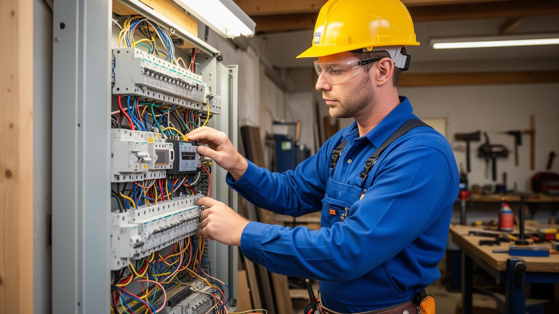 Electrical professional at work