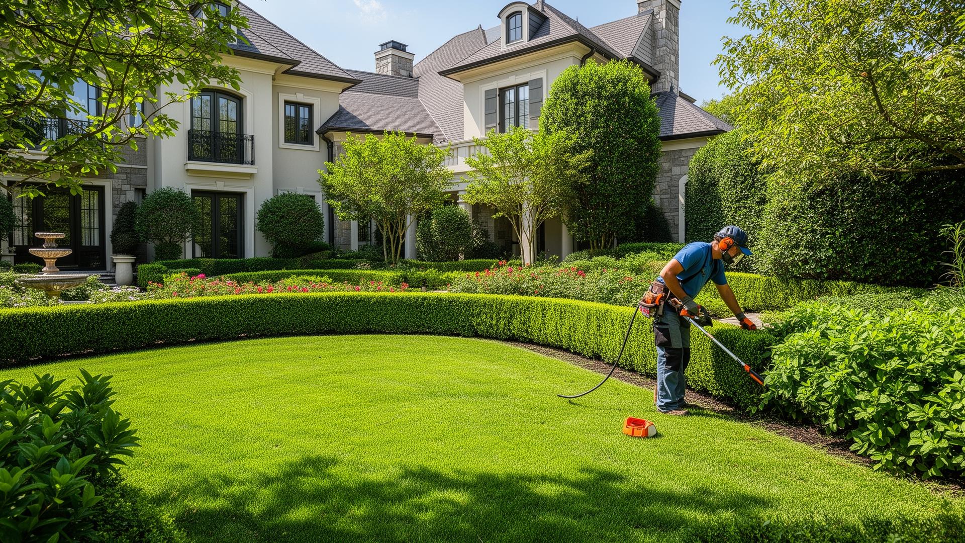 Landscaping professional at work