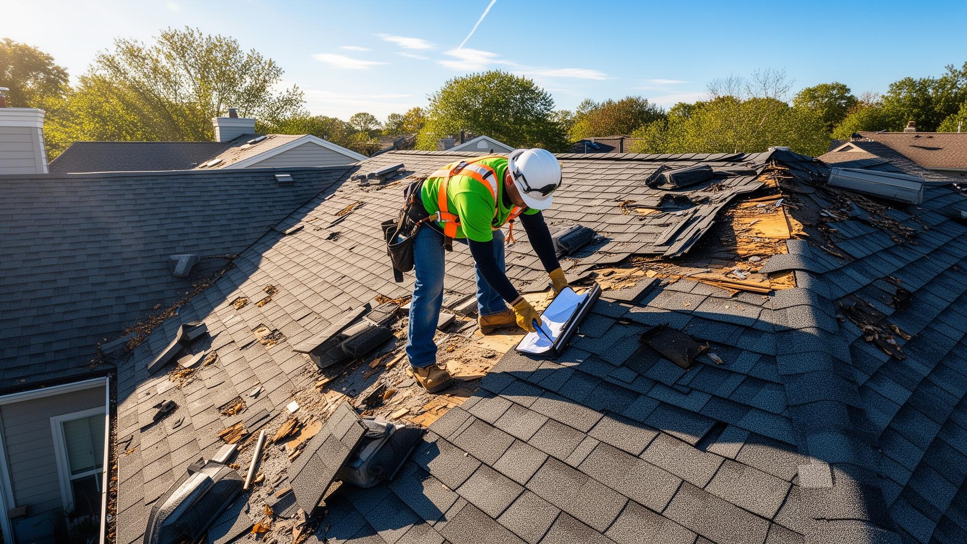Roofing professional at work